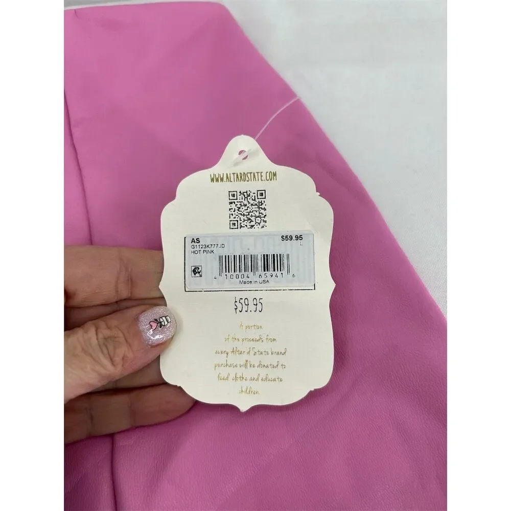 Altar’d State Women's Pink Mini Skirt Size Large Casual Vegan Leather Short NWT - Picture 5 of 9